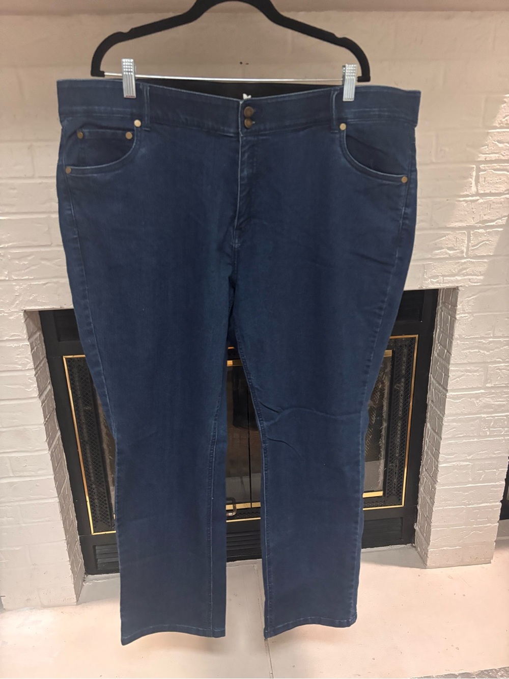 Woman Within Classic Straight Leg Jeans in Deep Blue